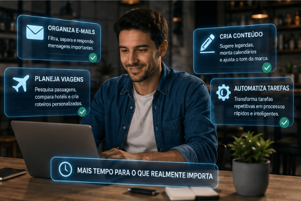 ganhe mais tempo agente de IA